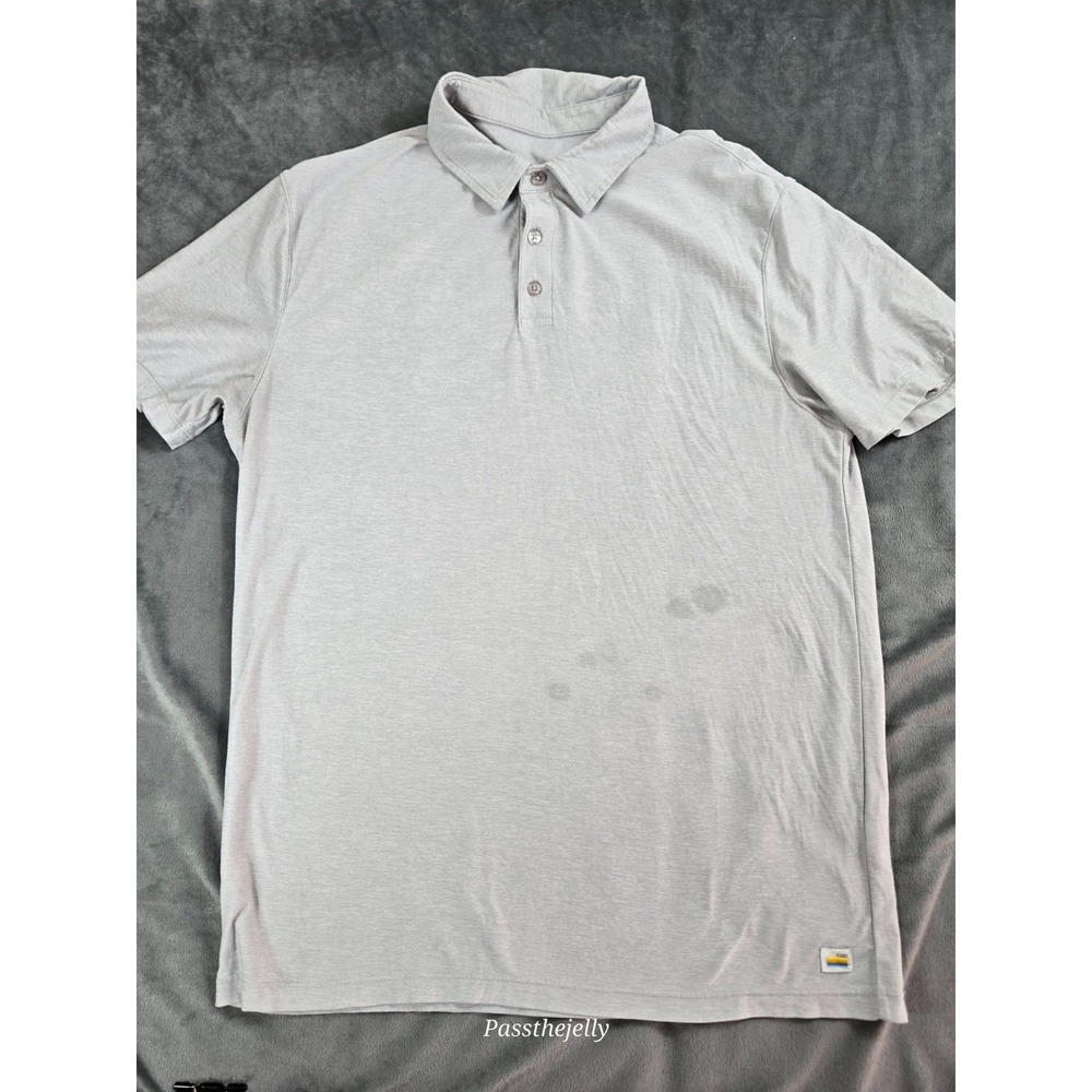 Vuori Shirt Mens Medium Polo Outdoor Golf Lightweight Grey Tech Strato Hike